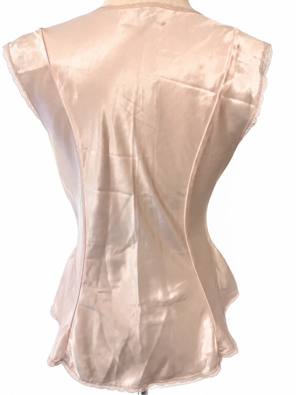 Vintage Victoria's Secret Gold Label Pink Satin Lace Chemise Top Med
